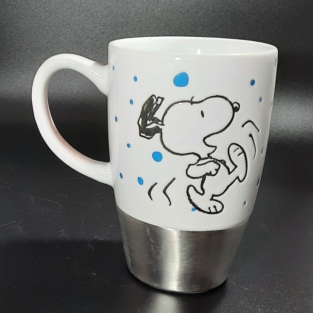 Peanuts Snoopy Ceramic and Stainless Steel 15 ounce Travel Coffee Tea Mug No Li